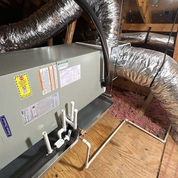 Attic ductwork and furnace installation with flexible ducting