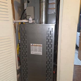Gas furnace installed in a residential closet